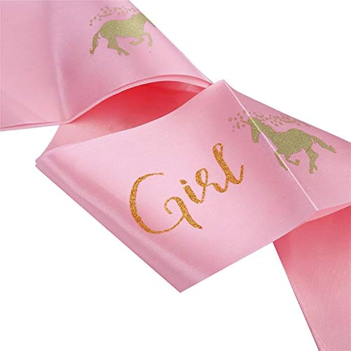 LOKIPA Unicorn Headband with Birthday Girl Sash for Kids Unicorn Birthday Party Supplies (Gold) - Image 5